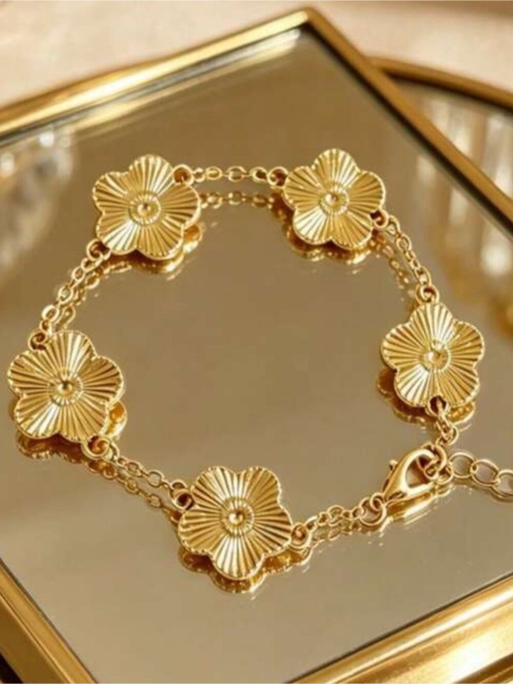 Gold Floral Link Bracelet